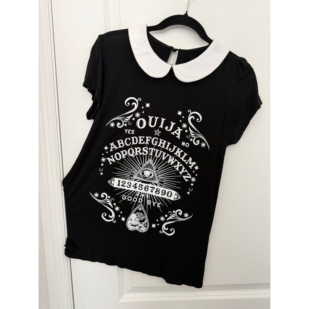 Peter Pan Collar Ouiji Board Flowy Sweetheart Shirt Swing Top Size Medium